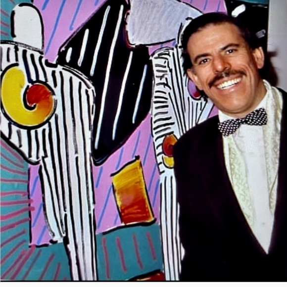 Peter Max Silk Tie Signed Pop Art Vintage Peach Pink Green Floral Pastel Print - Picture 9 of 11